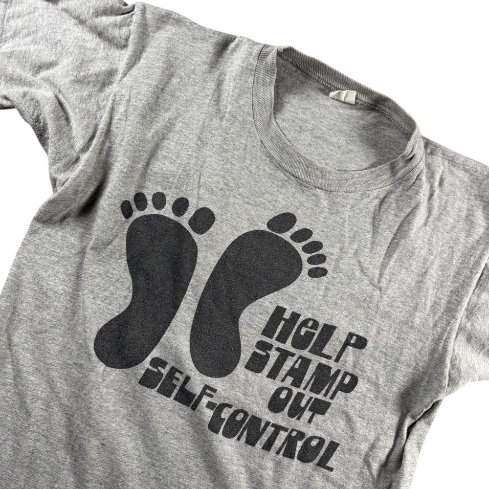 VTG Artex Help Stamp Out Self-Control Graphic Tee sz M USA Made Single Stitch